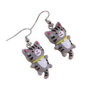 Kitty Dangling Cartoon Cat Design Acrylic Stainless Steel Hooks